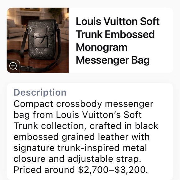 Black Embossed Monogram Leather Crossbody Messenger Bag - Picture 9 of 9